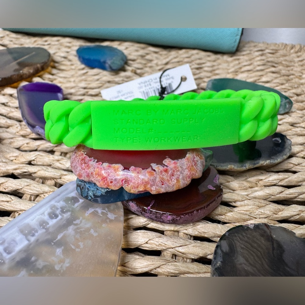 Marc By Marc Jacobs Toucan Green Supply Braided Silicone Rubber Bracelet